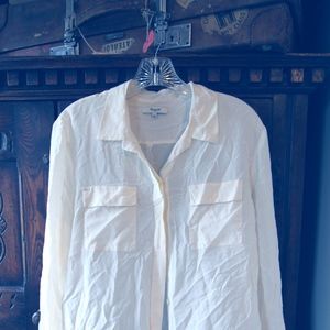 Madewell Ivory Button Up Blouse Pockets